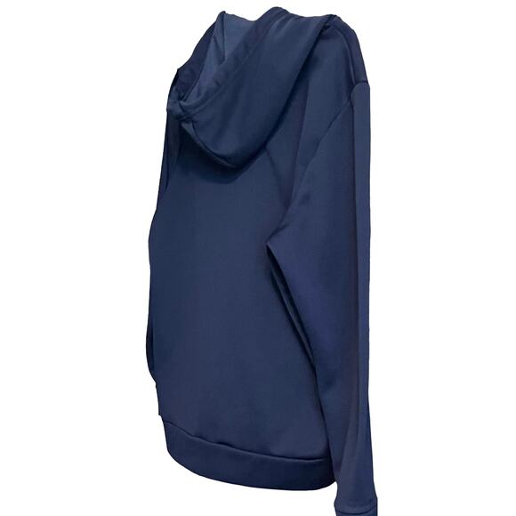 UNDER ARMOUR HOODIE SWEATSHIRT, WOMENS, SP, NAVY BLUE, LONG SLEEVES HAND WARMER - Picture 4 of 11